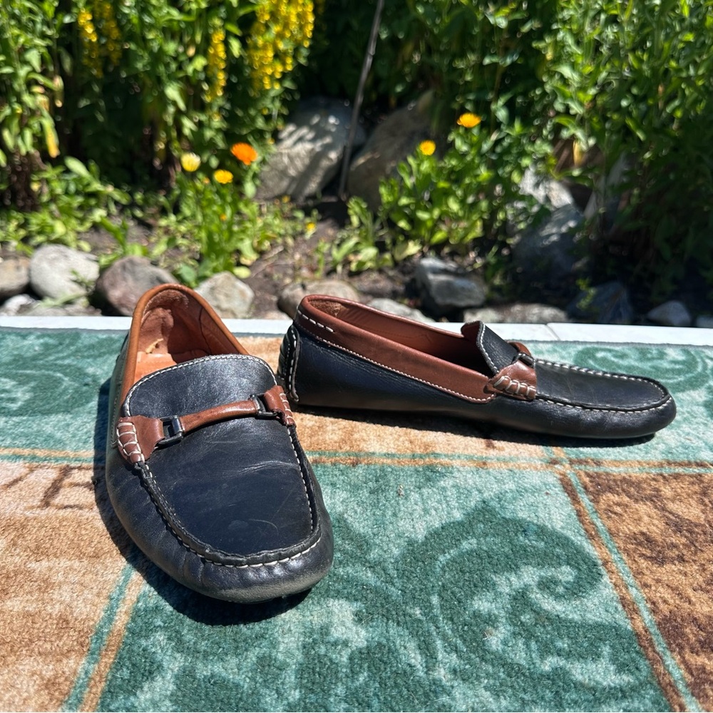 Leather Loafers Horsebits Size 9.5M Men's‎ Two Tone Driving Shoes Quiet Luxury